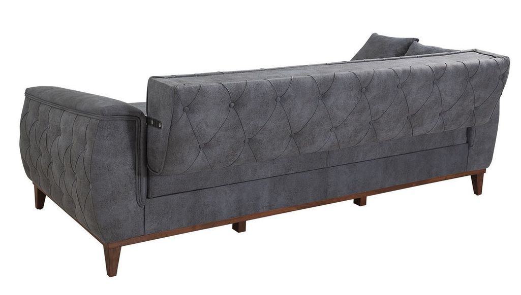 Canapé 3 places convertible avec rangement tissu bleu Angela 225 cm - Photo n°4