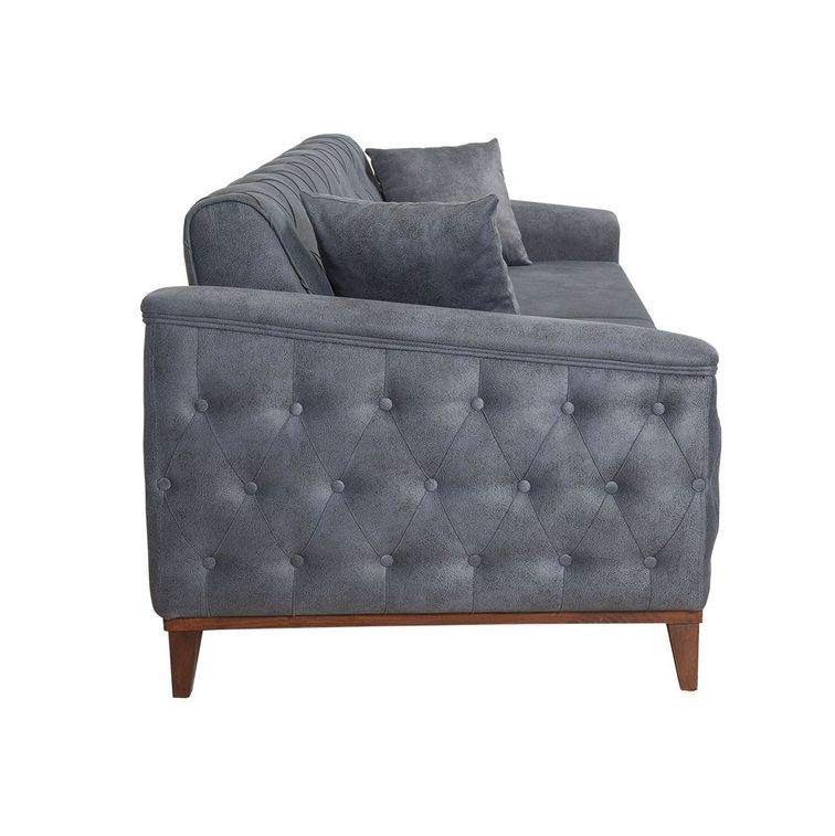 Canapé 3 places convertible avec rangement tissu bleu Angela 225 cm - Photo n°8