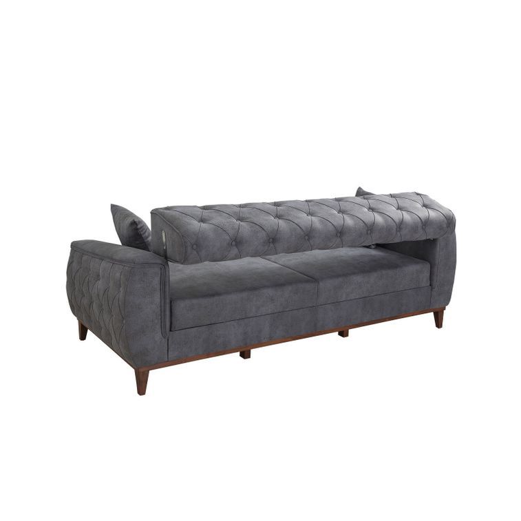 Canapé 3 places convertible avec rangement tissu bleu Angela 225 cm - Photo n°10