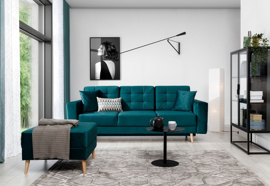 Canapé 3 places convertible matelassé tissu gris foncé Anska 235 cm - Photo n°8