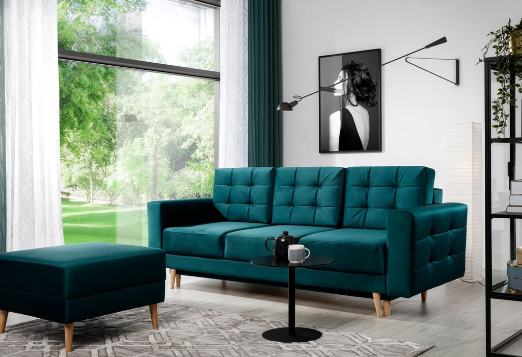 Canapé 3 places convertible matelassé tissu gris foncé Anska 235 cm - Photo n°9
