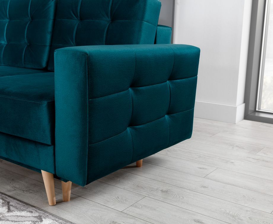 Canapé 3 places convertible matelassé tissu gris foncé Anska 235 cm - Photo n°13