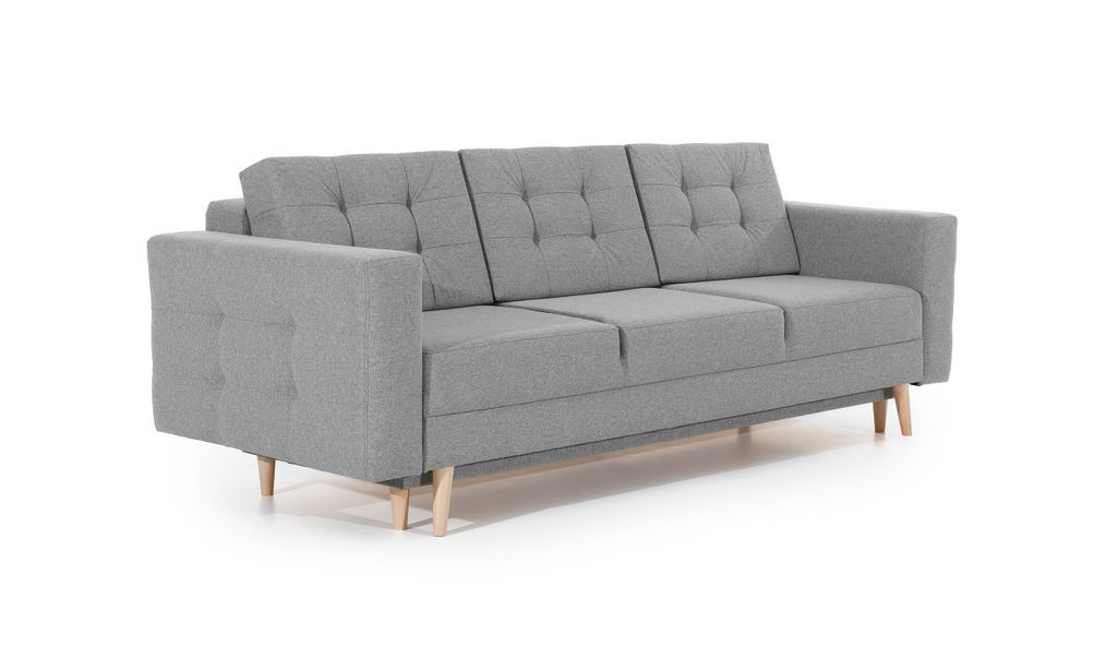 Canapé 3 places convertible matelassé tissu gris foncé Anska 235 cm - Photo n°15