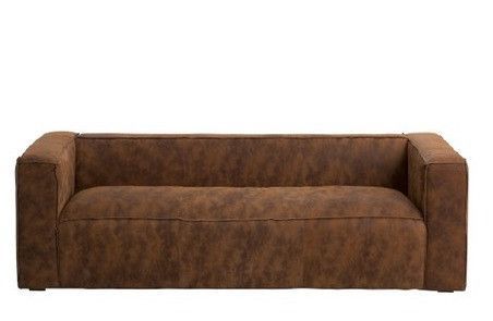 Canapé 3 places en cuir marron vintage Coza 224 cm - Photo n°1