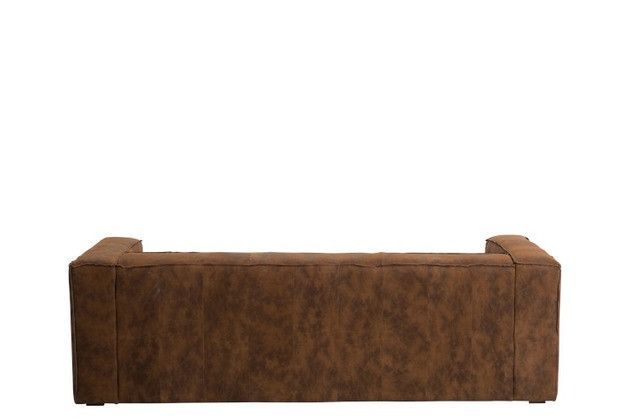 Canapé 3 places en cuir marron vintage Coza 224 cm - Photo n°2
