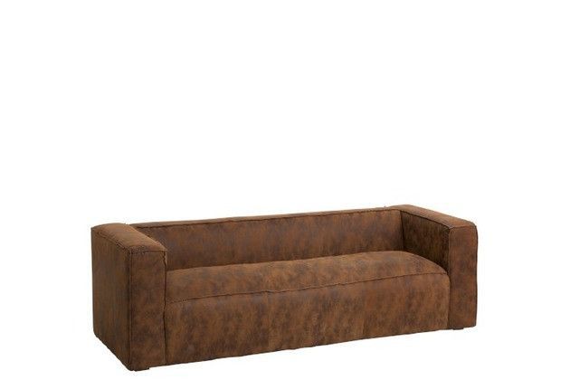 Canapé 3 places en cuir marron vintage Coza 224 cm - Photo n°3