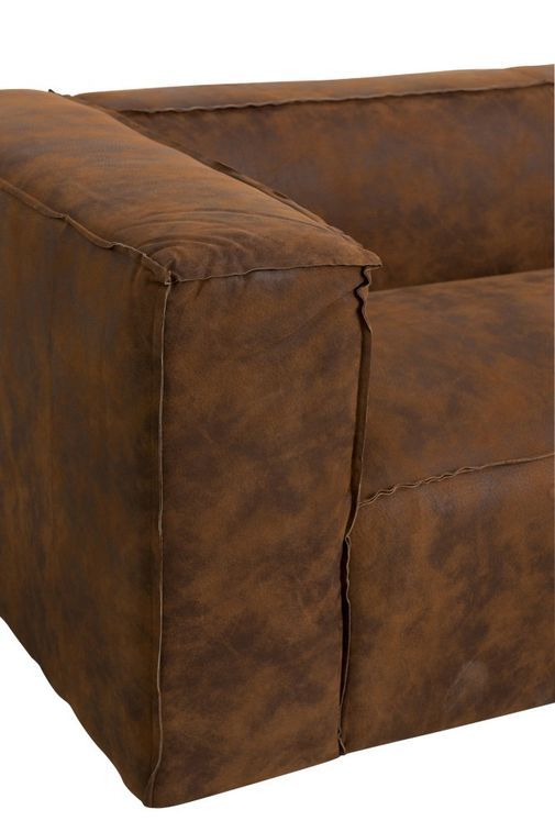 Canapé 3 places en cuir marron vintage Coza 224 cm - Photo n°8