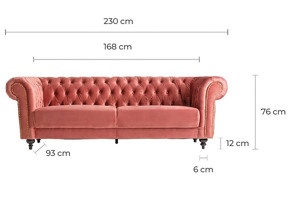 Canapé 3 places tissu rose et pieds pin massif noir Grazzi - Photo n°8