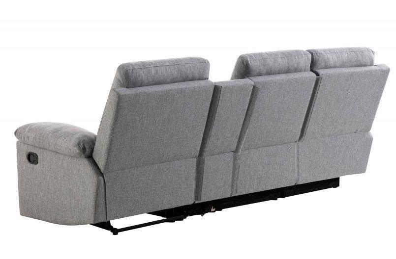 Canapé d'angle gauche relax manuel 3 places tissu gris chiné avec appuis tête Helane - Photo n°3