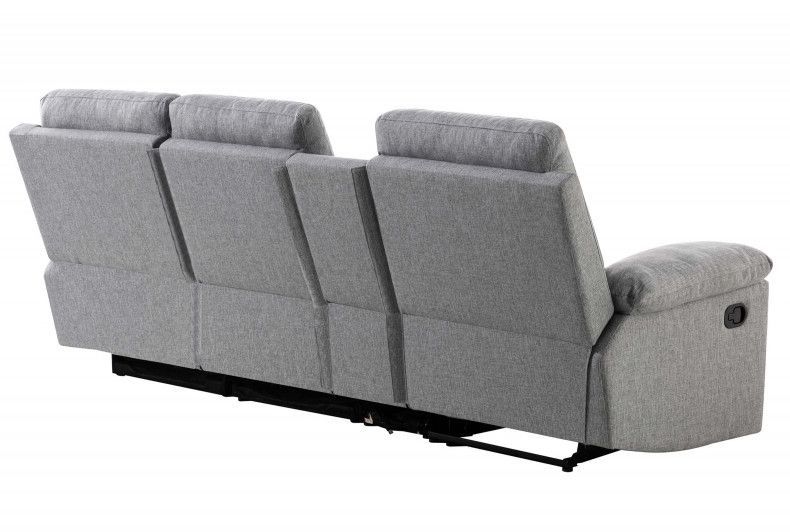 Canapé d'angle gauche relax manuel 3 places tissu gris chiné avec appuis tête Helane - Photo n°4