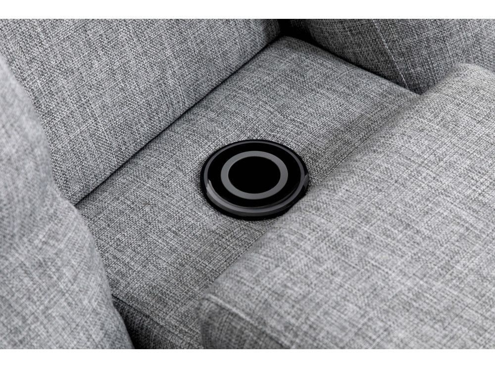 Canapé d'angle gauche relax manuel 3 places tissu gris chiné avec appuis tête Helane - Photo n°8