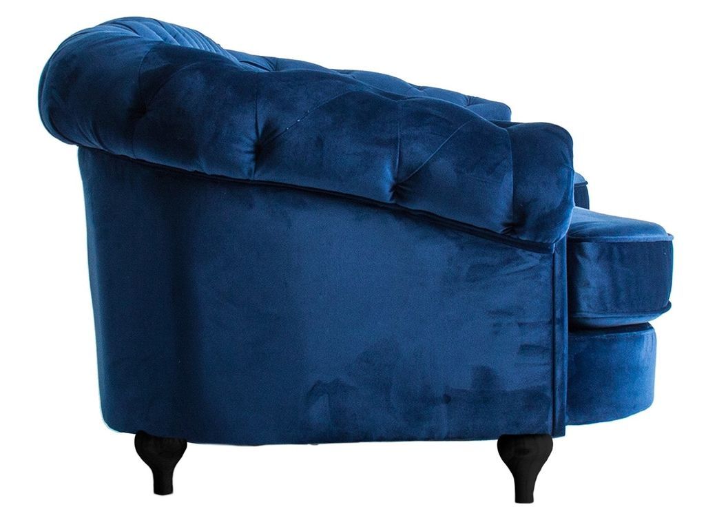 Canapé moderne capitonné velours bleu Gozzy 220 cm - Photo n°5