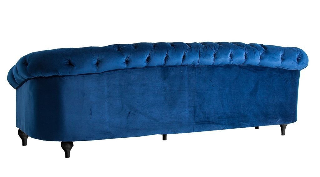 Canapé moderne capitonné velours bleu Gozzy 220 cm - Photo n°7