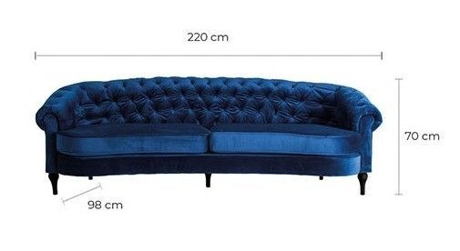 Canapé moderne capitonné velours bleu Gozzy 220 cm - Photo n°6