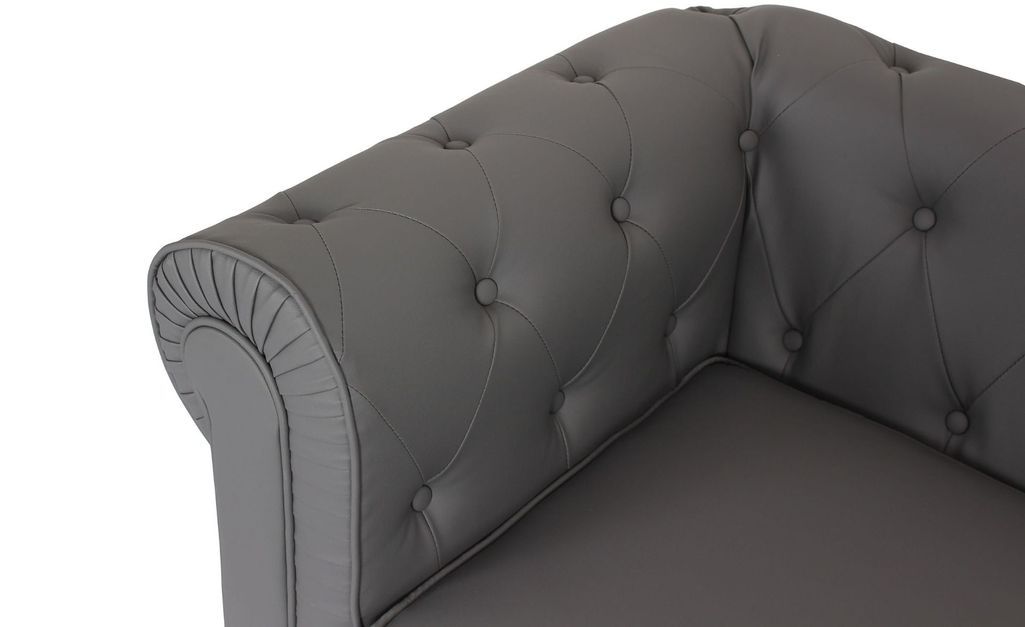 Canapé chesterfield 2 places simili cuir gris Itish - Photo n°6