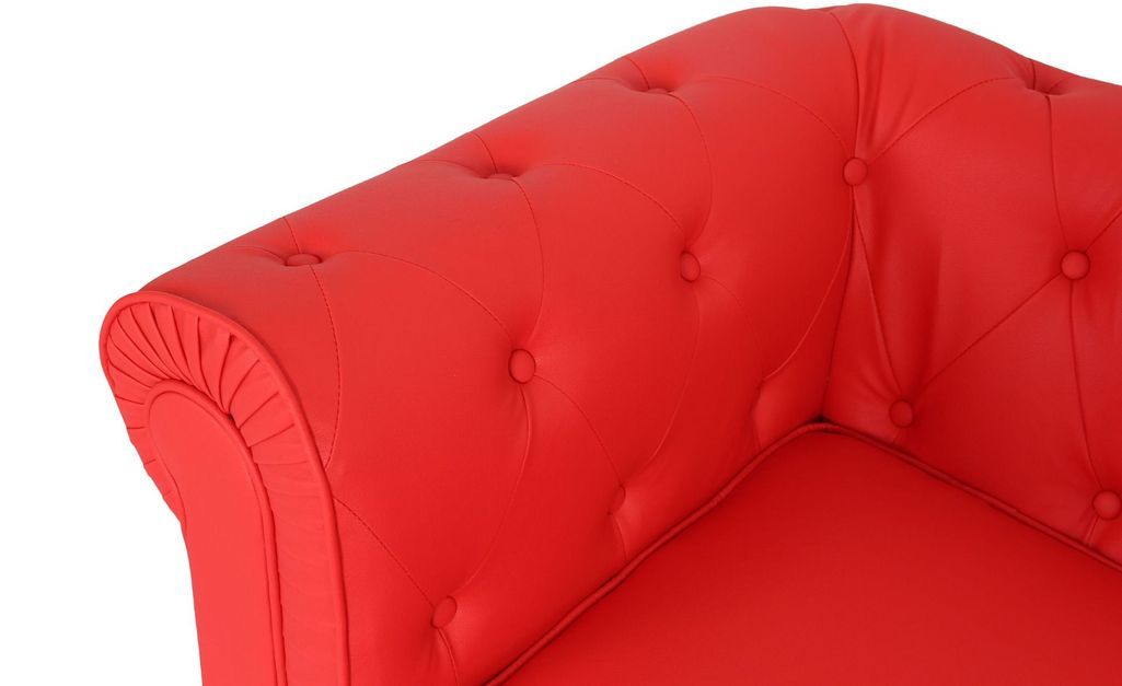 Canapé chesterfield 2 places simili cuir rouge Itish - Photo n°5