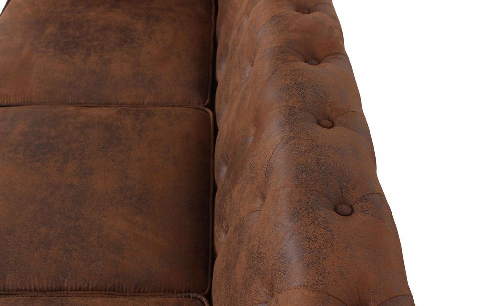 Canapé chesterfield 2 places tissu marron vintage Itish - Photo n°7