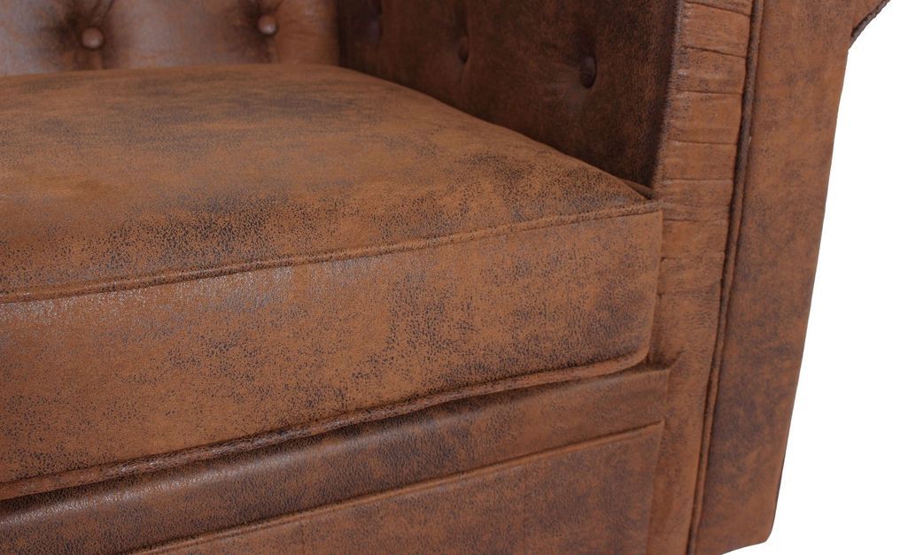 Canapé chesterfield 2 places tissu marron vintage Itish - Photo n°8