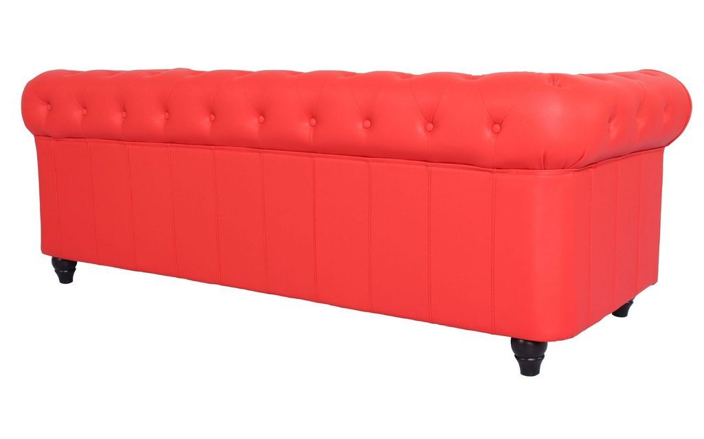 Canapé chesterfield 3 places simili cuir rouge Itish - Photo n°2