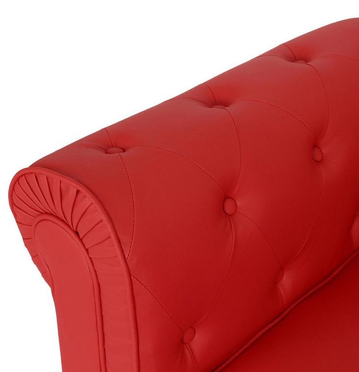 Canapé chesterfield 3 places simili cuir rouge Cozji - Photo n°3