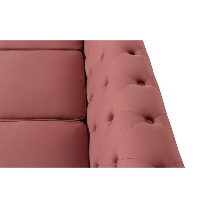 Canapé chesterfield 3 places velours rose Itish - Photo n°6