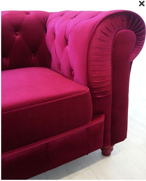 Canapé chesterfield 3 places velours rouge Itish - Photo n°3