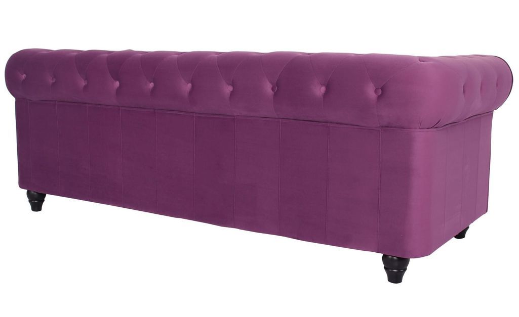 Canapé chesterfield 3 places velours violet Itish - Photo n°3