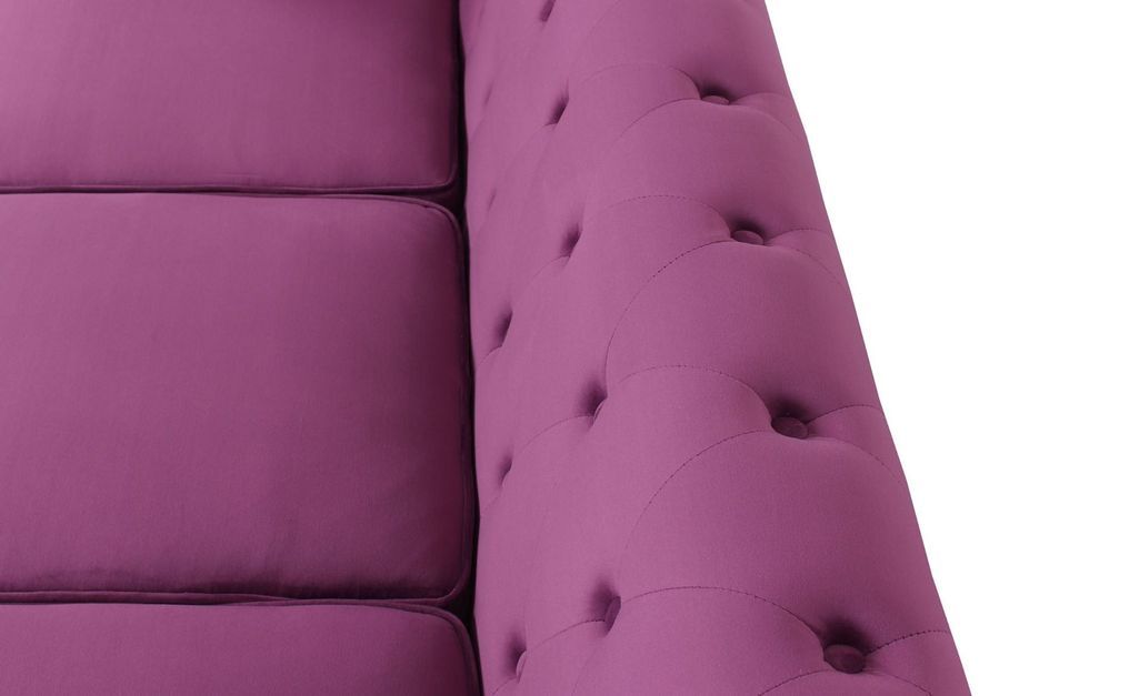 Canapé chesterfield 3 places velours violet Itish - Photo n°7