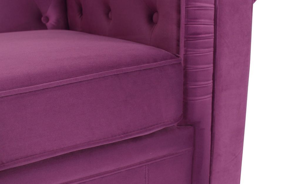 Canapé chesterfield 3 places velours violet Itish - Photo n°9