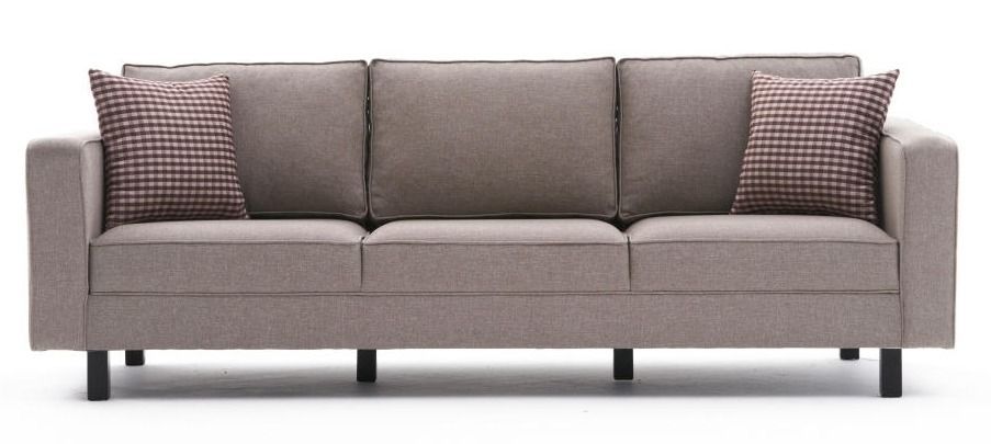 Canapé classique 3 places tissu beige clair Kalena 222 cm - Photo n°1
