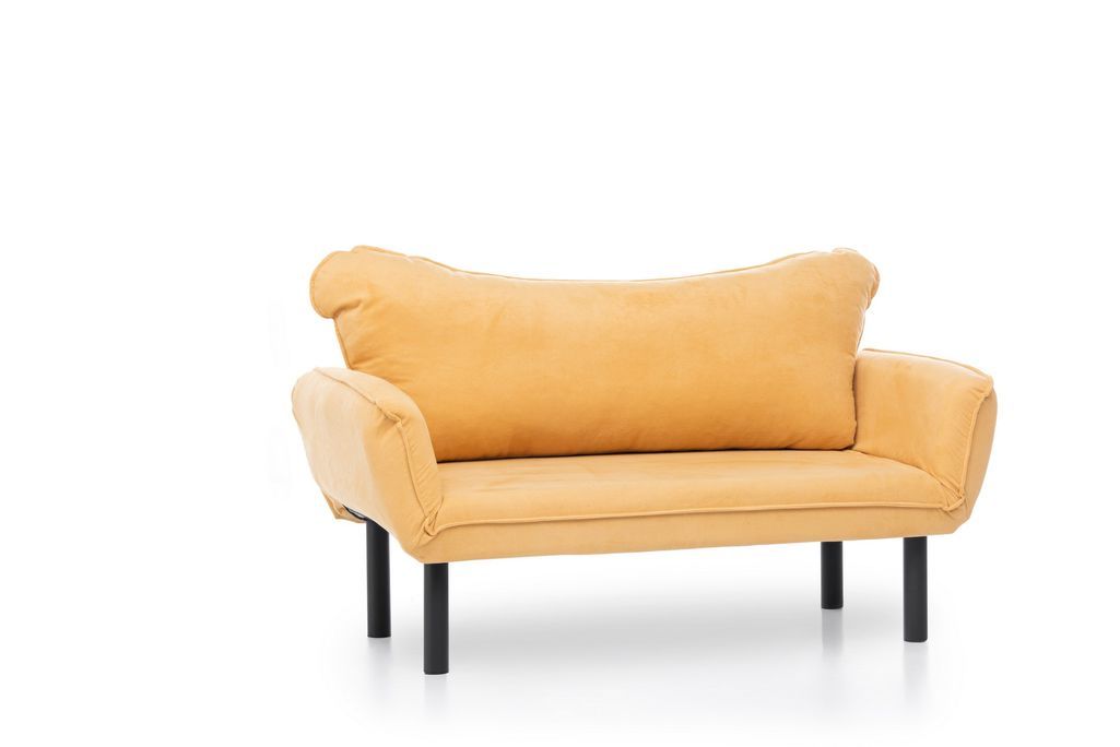 Canapé convertible 2 places tissu jaune Kalos 140 cm - Photo n°4