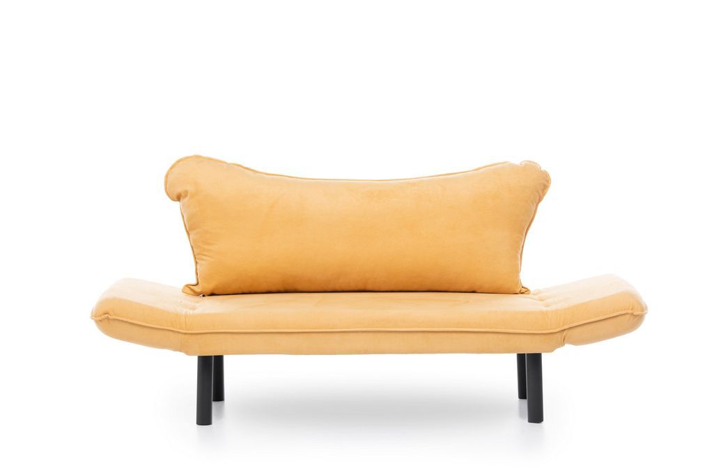 Canapé convertible 2 places tissu jaune Kalos 140 cm - Photo n°6