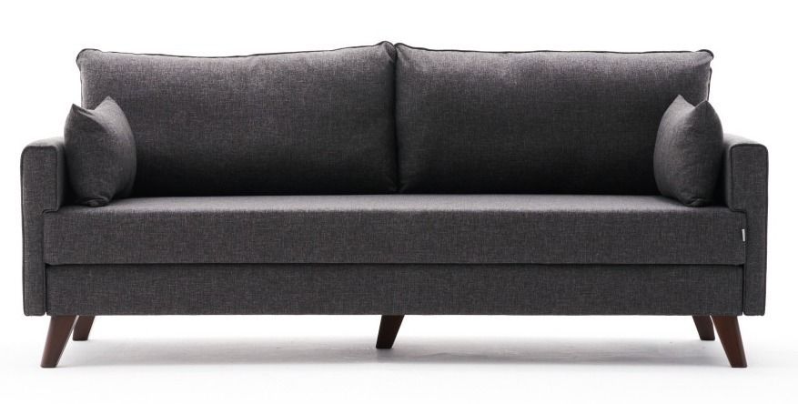 Canapé convertible 3 places tissu gris foncé Kandy 208 cm - Photo n°1