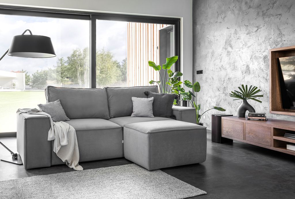 Canapé convertible 4 places tissu bleu canard Willace 260 cm - Photo n°6