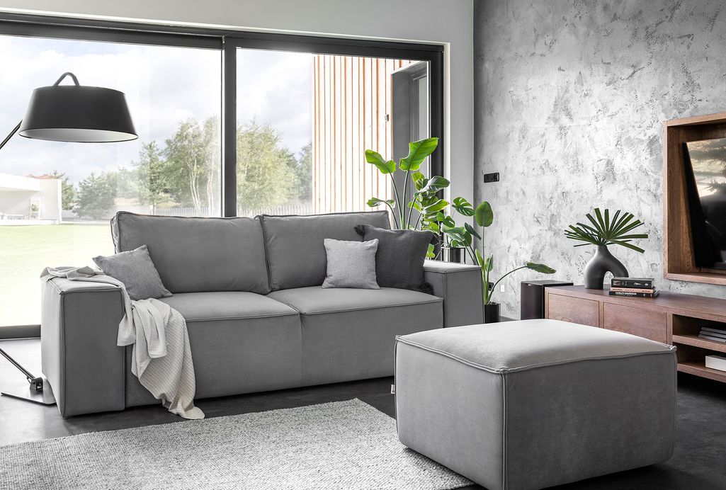 Canapé convertible 4 places tissu bleu canard Willace 260 cm - Photo n°7
