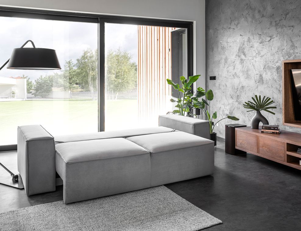 Canapé convertible 4 places tissu bleu canard Willace 260 cm - Photo n°8