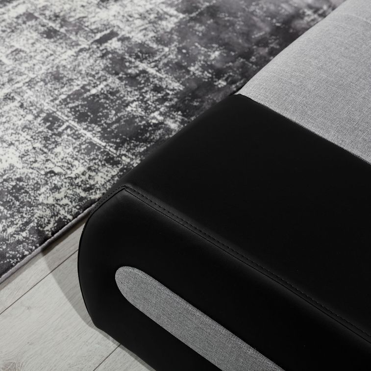 Canapé convertible angle gauche tissu noir et simili blanc Waker 275 cm - Photo n°21