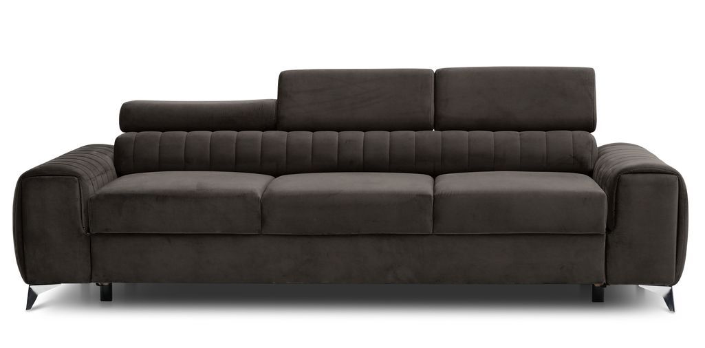 Canapé convertible avec appuis-tête réglables velours marron Lozan 261 cm - Photo n°1