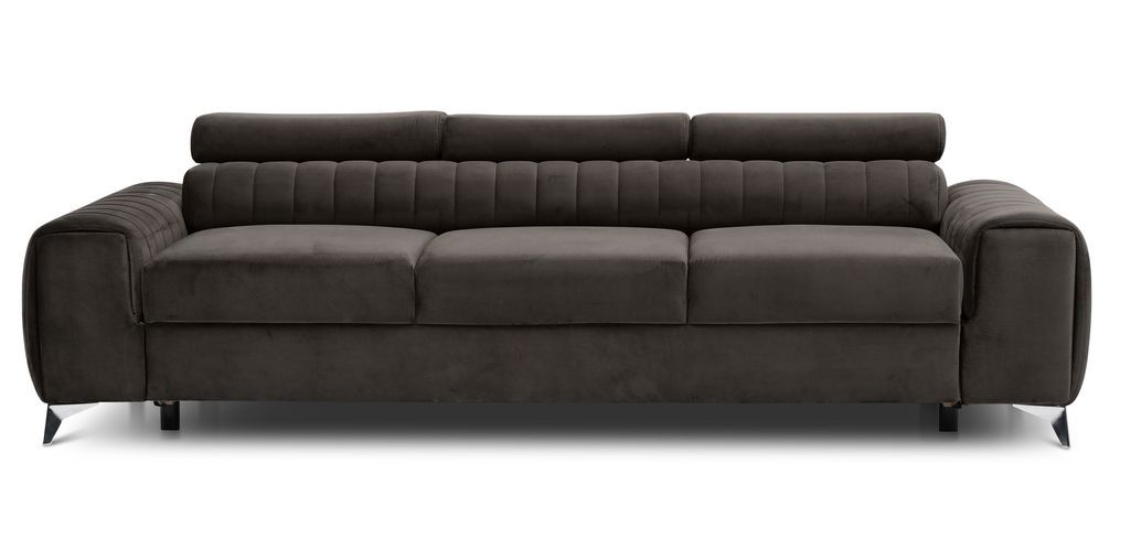 Canapé convertible avec appuis-tête réglables velours marron Lozan 261 cm - Photo n°6