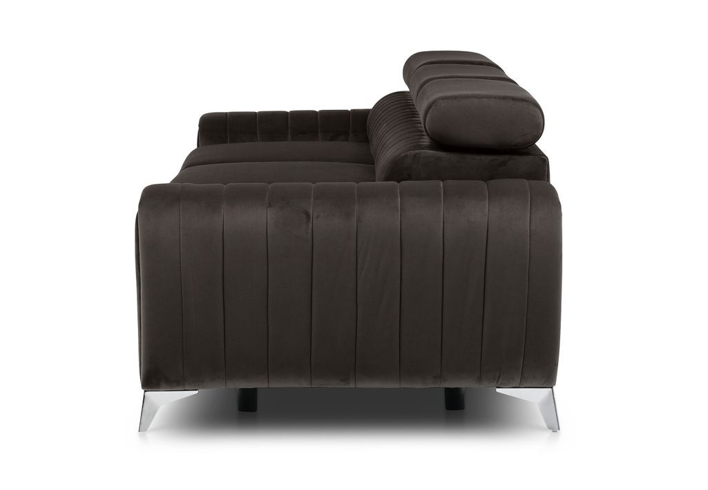 Canapé convertible avec appuis-tête réglables velours marron Lozan 261 cm - Photo n°10