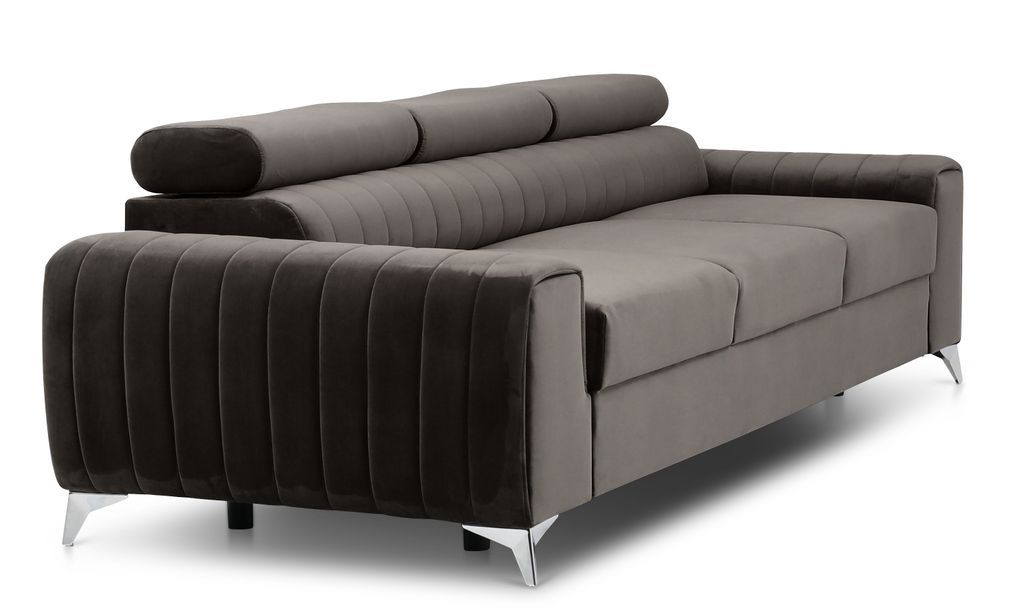 Canapé convertible avec appuis-tête réglables velours marron Lozan 261 cm - Photo n°18