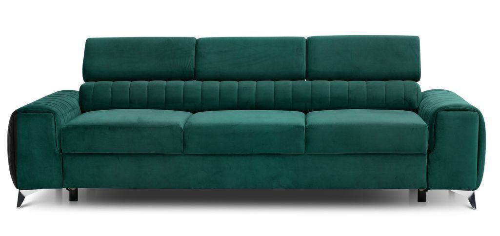 Canapé convertible avec appuis-tête réglables velours vert Lozan 261 cm - Photo n°2