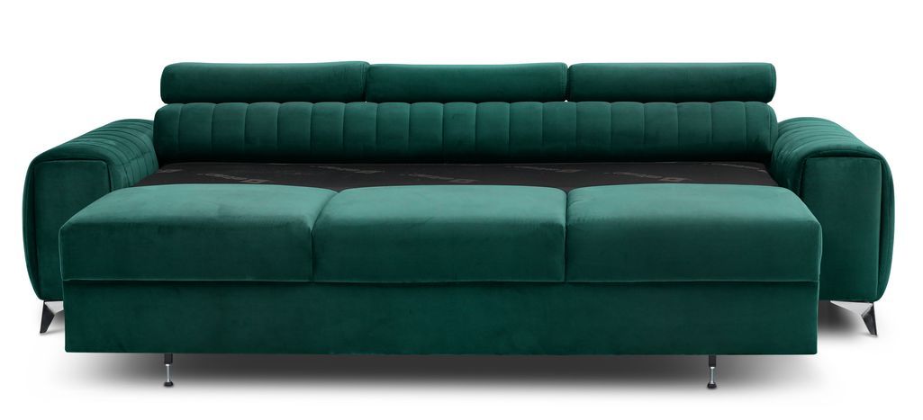 Canapé convertible avec appuis-tête réglables velours vert Lozan 261 cm - Photo n°4