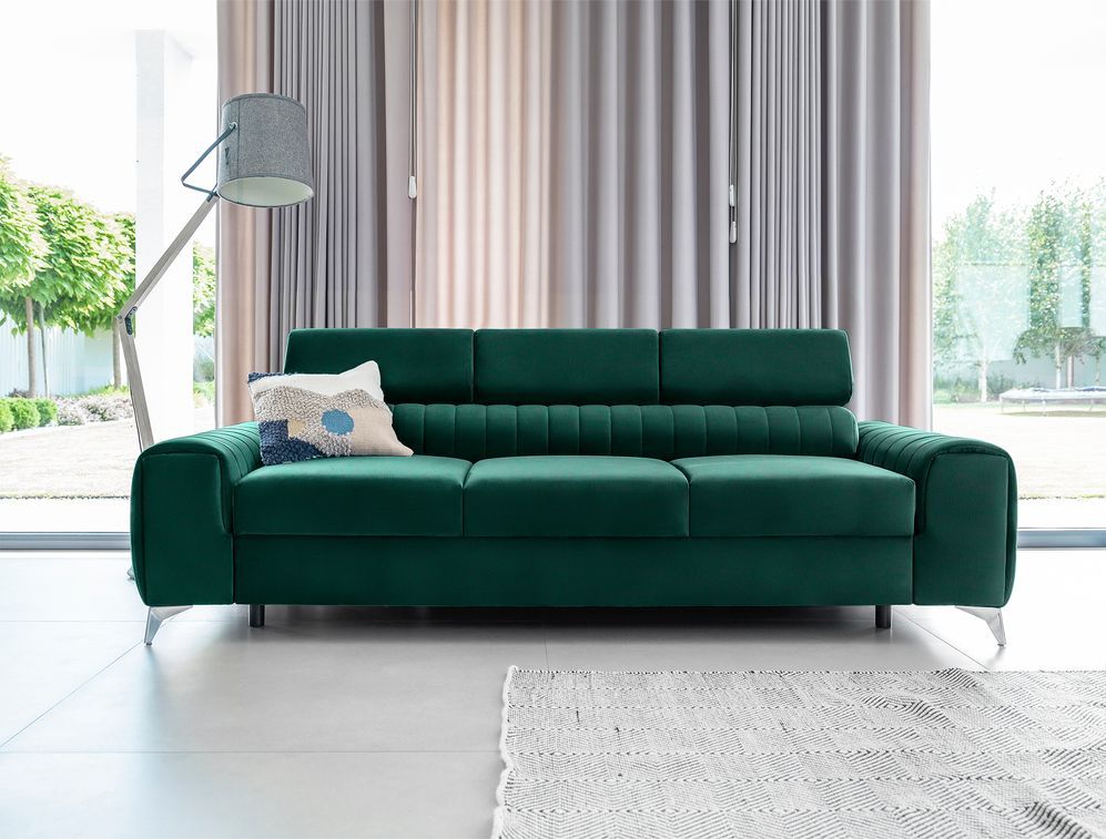 Canapé convertible avec appuis-tête réglables velours vert Lozan 261 cm - Photo n°7