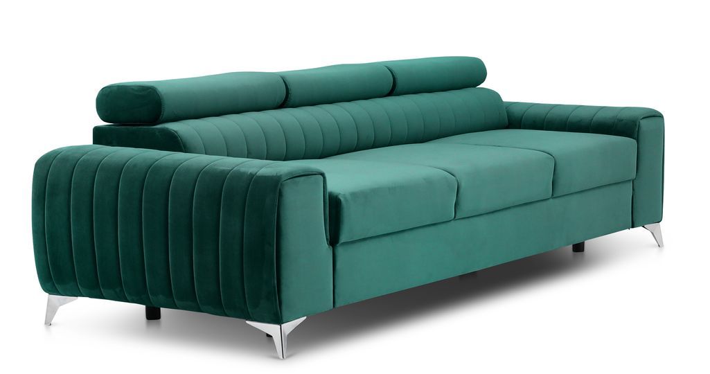 Canapé convertible avec appuis-tête réglables velours vert Lozan 261 cm - Photo n°12