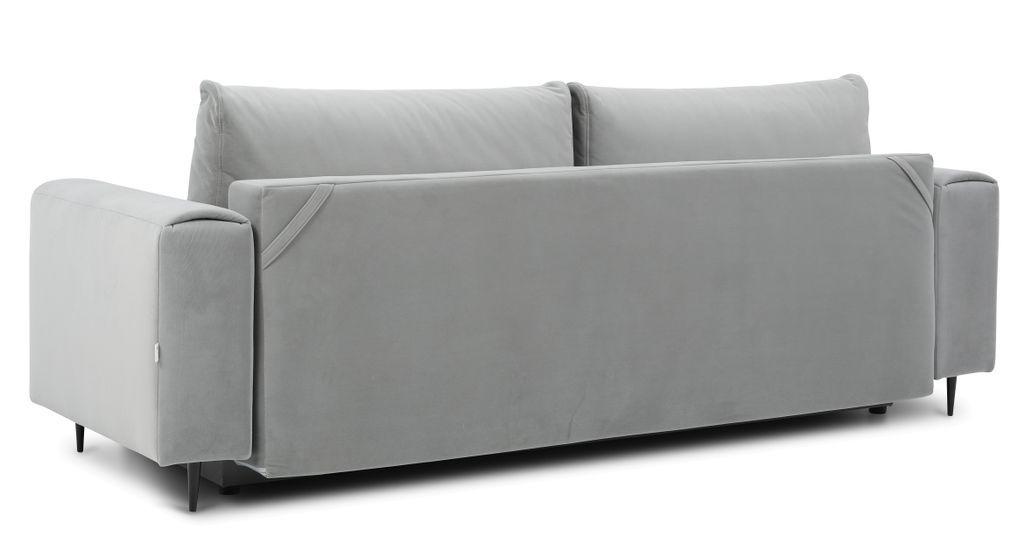 Canapé convertible design 4 places tissu beige foncé chiné et pieds métal noir Arkia 260 cm - Photo n°6