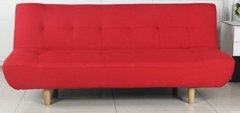 Canapé convertible scandinave tissu rouge Ursule - Photo n°2