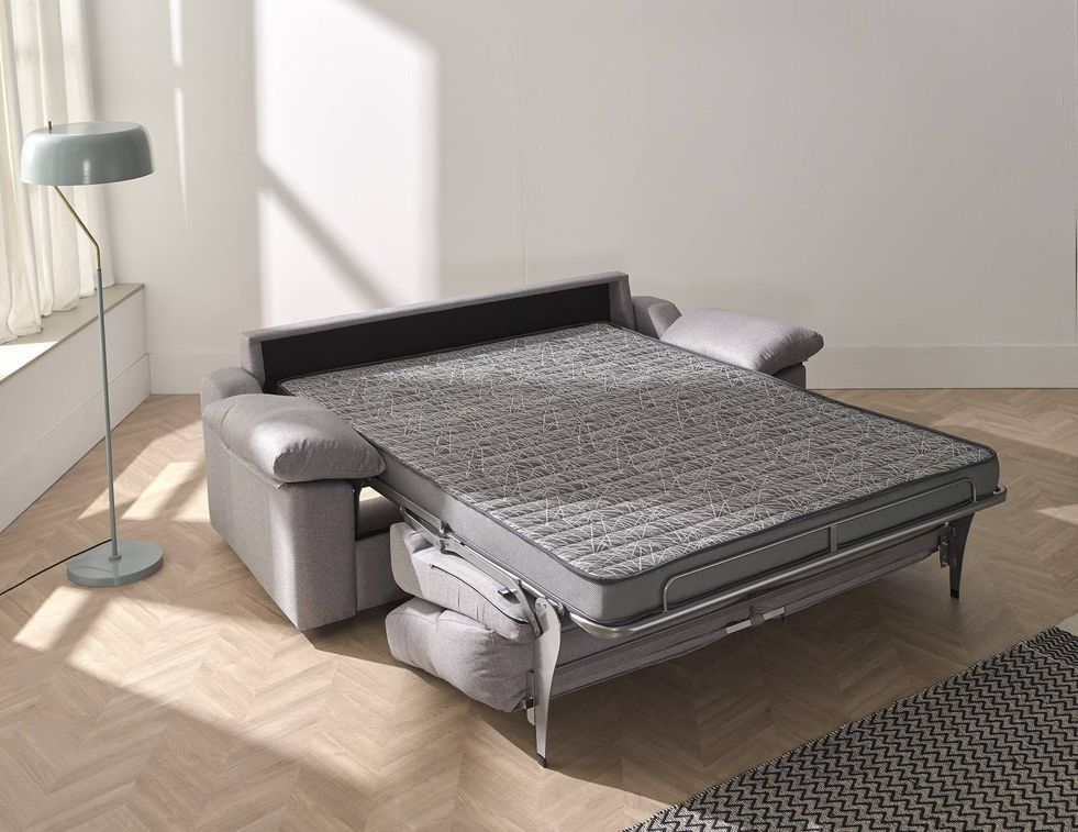 Canapé convertible tissu bleu emeraude matelas 15 cm Senza 215 cm - Photo n°2