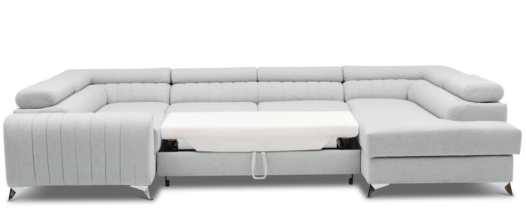 Canapé panoramique convertible tissu anthracite avec coffre de rangement Louve 340 cm - Photo n°5
