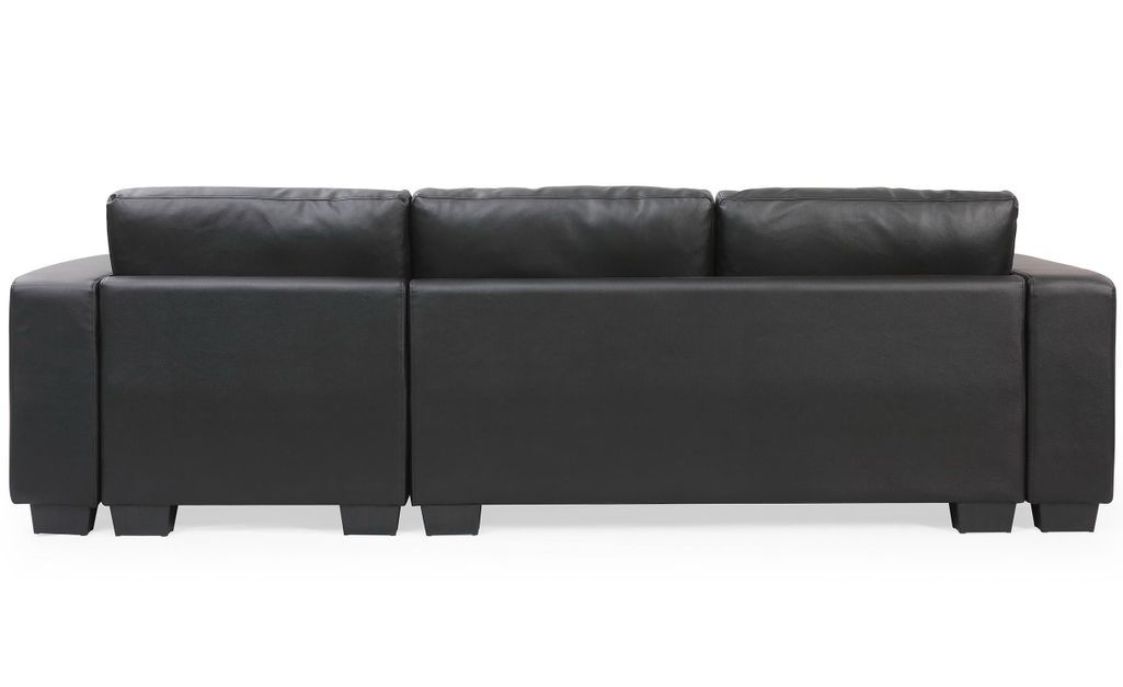 Canapé d'angle 5 places réversible simili cuir noir Marna 275 cm - Photo n°3
